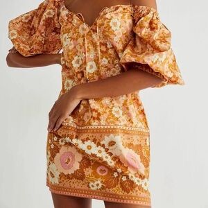 Spell Peach Floral Off-Shoulder Mini Dress Anne tunic